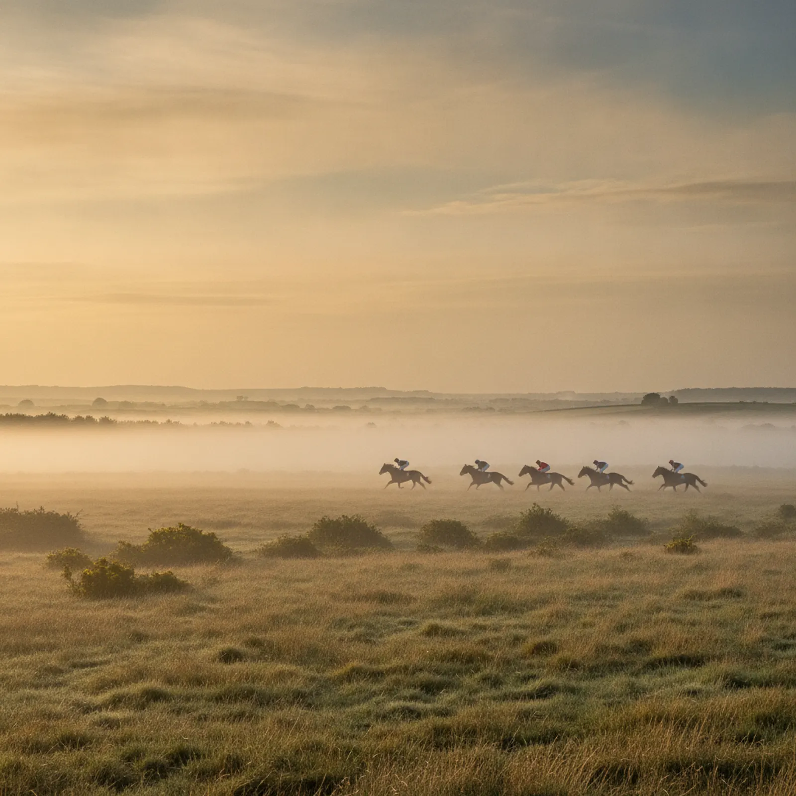 Racehorses on the gallops